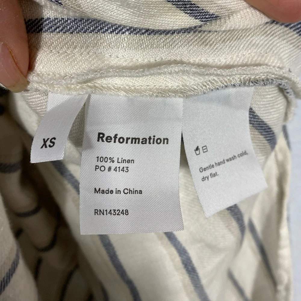 Reformation Elliot dress 100% Linen Striped Midi Dress Sleeveless - Picture 14 of 16